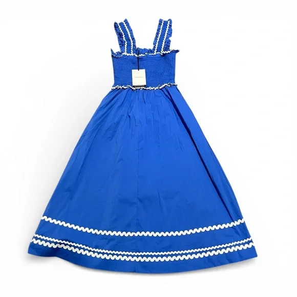 En Saison Smocked Sun Dress Blue XS New With Tags | Rickrack Trim Cotton Blend - Picture 6 of 8